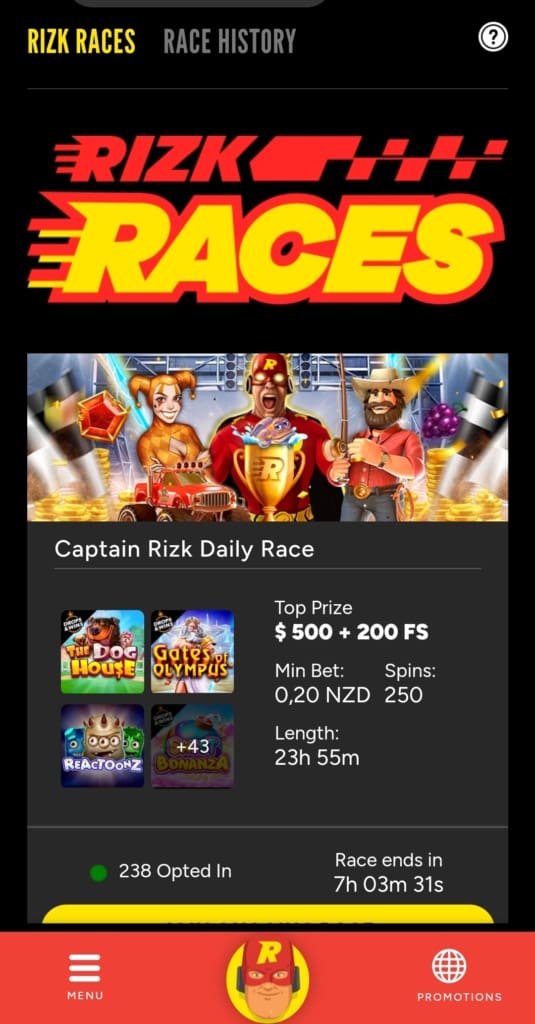 Rizk Casino Screen