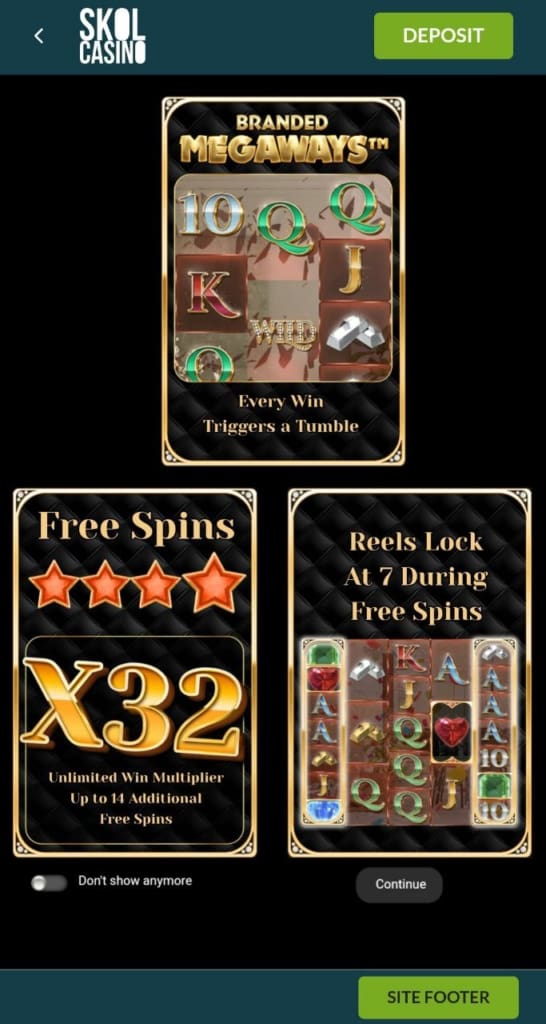 Skol casino Screen