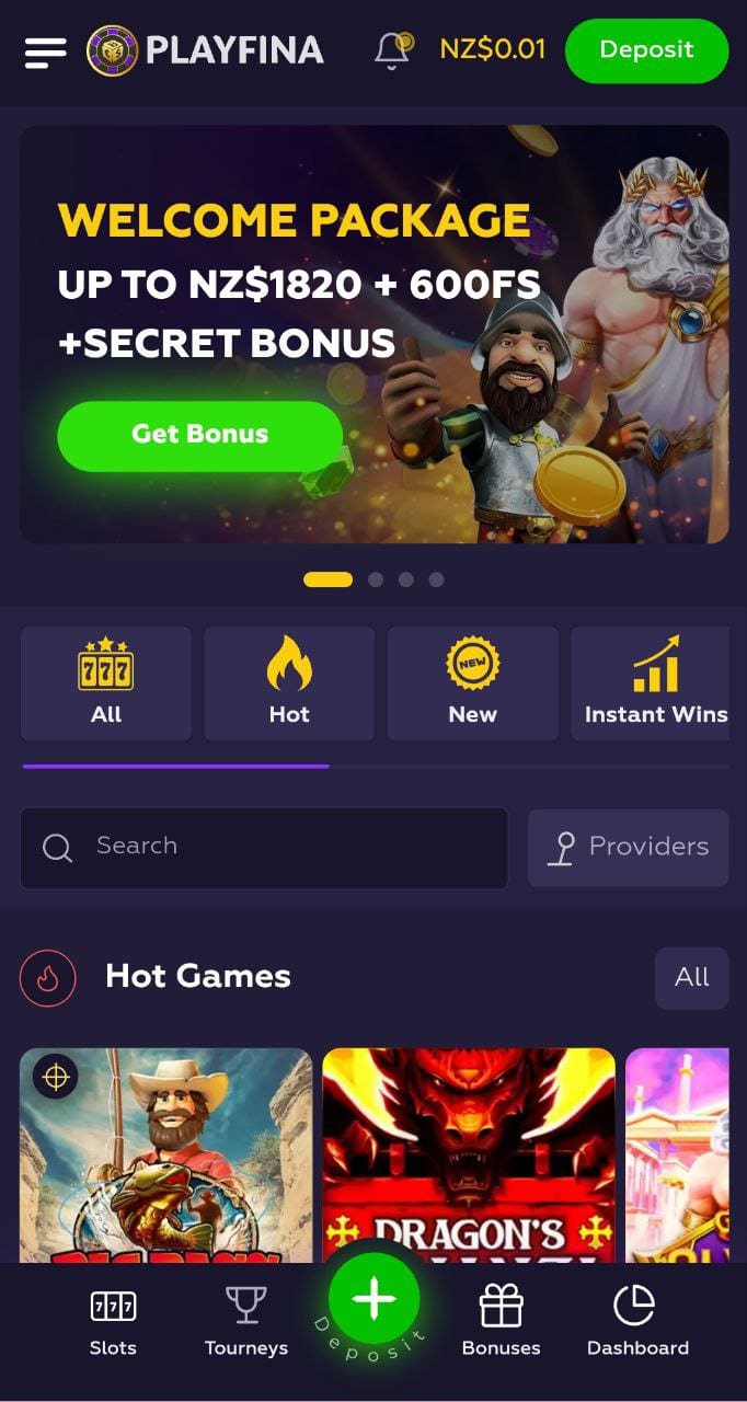 Playfina main page