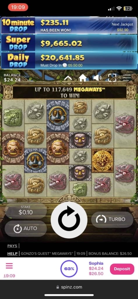 spinz casino games