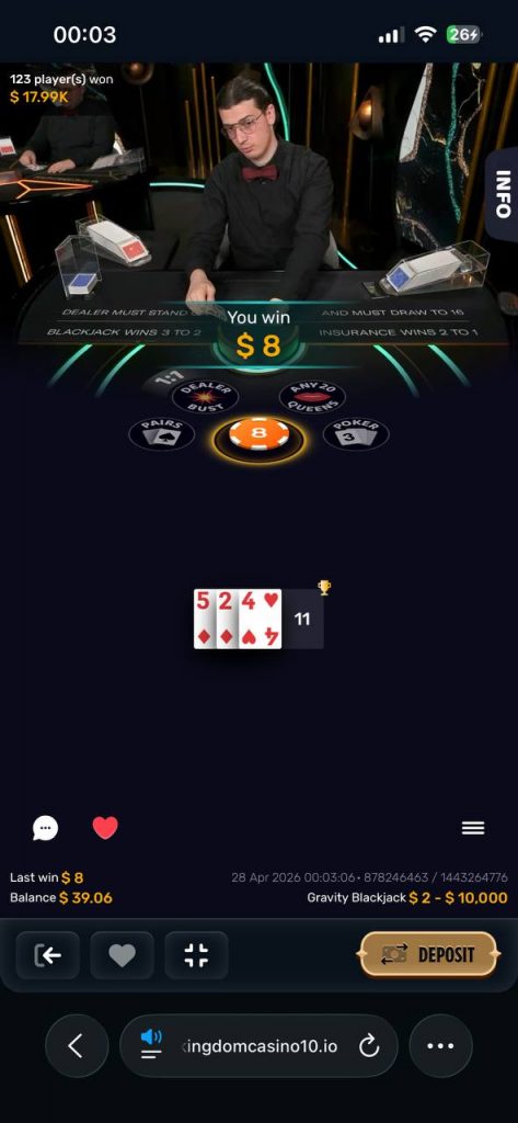 kingdom casino blackjack session