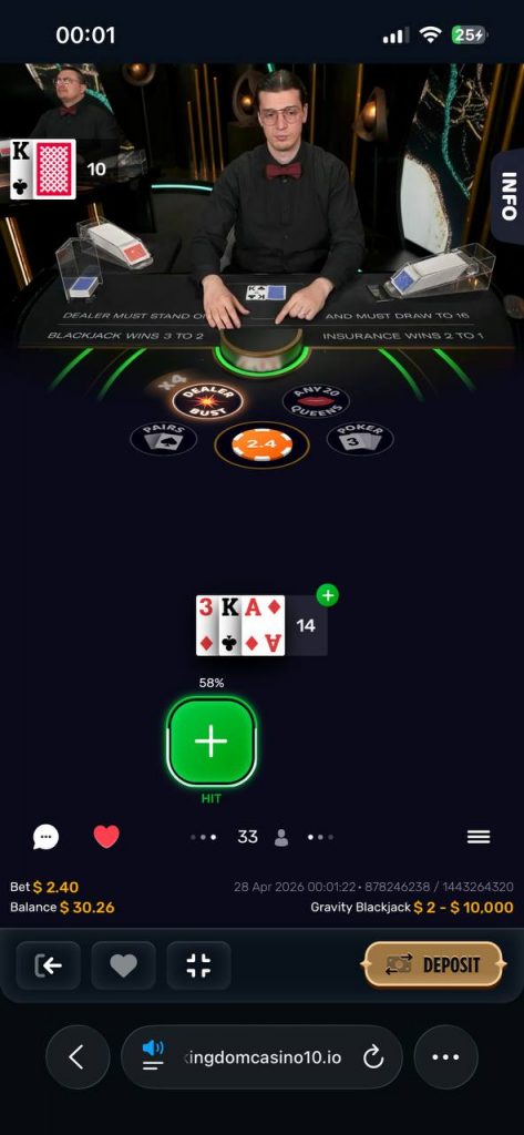 soft 14 blackjack kingdom casino