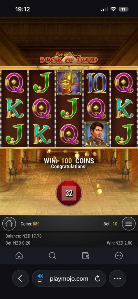 win 100 coins at book of dead