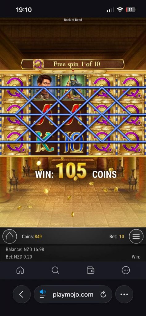free spins book of dead round