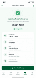 SBS banking transaction approved