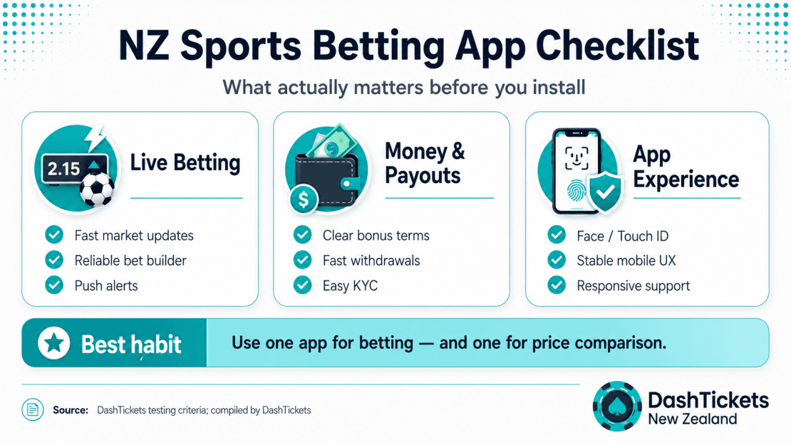 nz sports betting app checklist