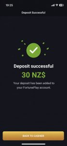 deposit success at Fortune Play