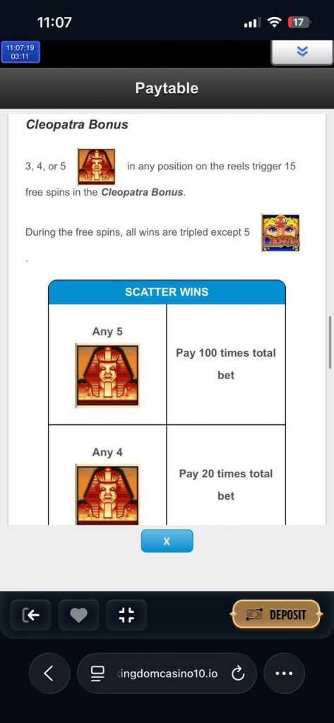 Cleopatra bonus information