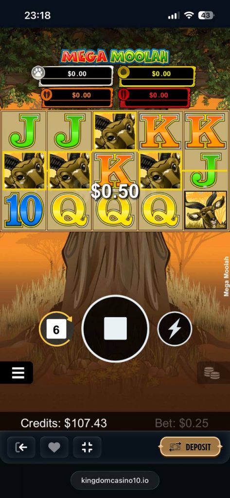 mega moolah win at kingdom casino