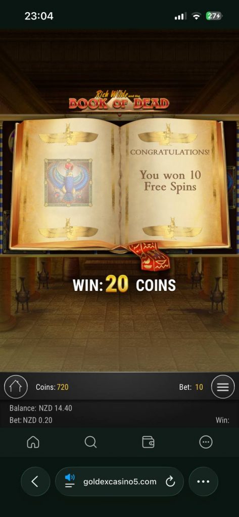 10 freespins book of dead