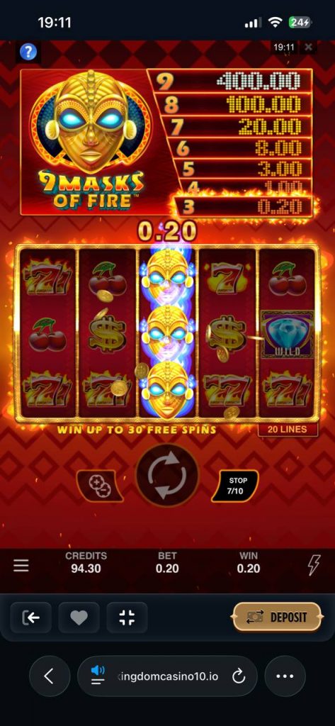 9 masks of fire at kingdom casino