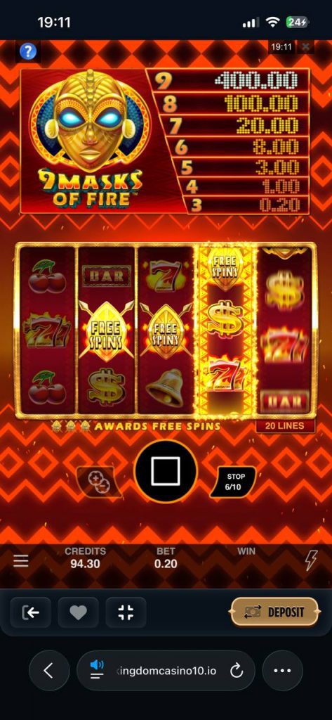 free spins symbols 9 masks of fire