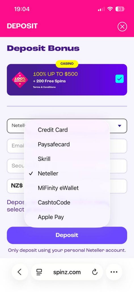 spinz cashier